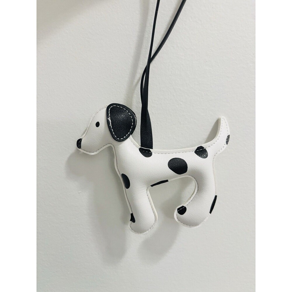 Cute Dalmatian Puppy Dog Bag Charm Keychain Faux Leather - Picture 2 of 2